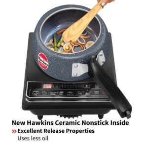 Hawkins 1.5 Litre Ceramic Nonstick Pressure Cooker, Induction Inner Lid Cooker, Granite Contura shaped Cooker, Best Cooker (ICC15)