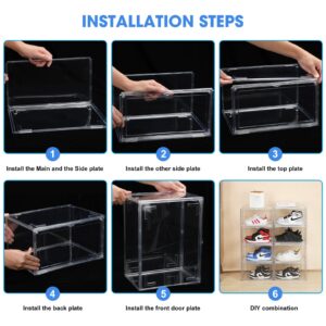 HIYOHIYO Acrylic Clear Shoe Storage Boxes Stackable for High-end Sports Shoes 360° Fully Transparent Display Box with Magnetic Door Suitable for Ankle Boots High Heels Size 14 (1-Pack)