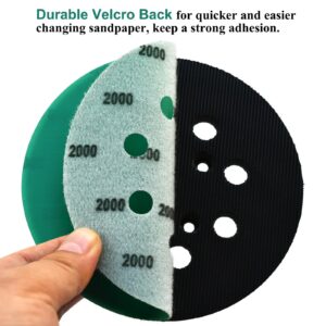 Aiyard 5-Inch 8-Hole Wet Dry Sanding Discs 2000 Grit, Polyester Film Backed Heavy-Duty Hook and Loop Sandpaper for Random Orbital Sander, 50-Pack