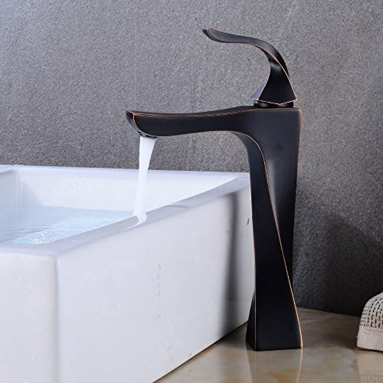 Kitchen & Bath Fixtures Taps Faucet, EuropUPC Basin Faucet Black Ancient Hot and Cold Water Faucet Above Counter Basin Retro Faucet