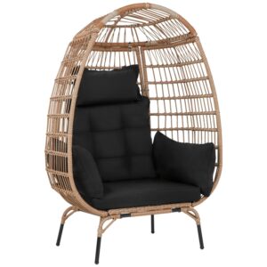 oversized egg chair with stand, room decor aesthetic reading chair, lounge chairs for outside wicker egg chair, outdoor chairs comfortable rattan chair, 352lb capacity patio chairs outdoor furniture