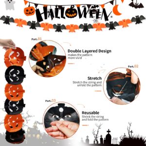 AhfuLife Halloween Party Decorations Set, Reusable Halloween Indoor Decorations Kit Including Happy Halloween Paper Banner for Home Decor, Trick or Treat Banner Sign, Hanging Swirl, Pumpkin Bat Banner