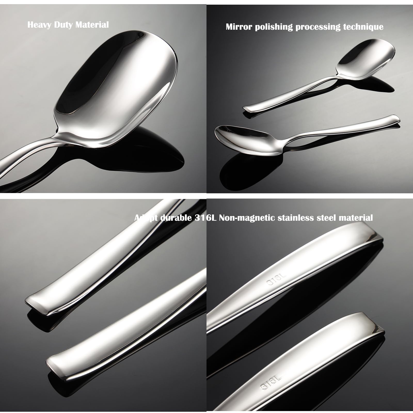 ZDFQly Large Serving Spoon, Premium 316L Stainless Steel Buffet Serving Spoon 9.5 Inch (1pack)