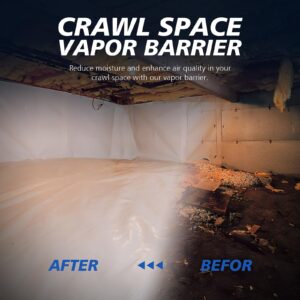 Crawl Space Vapor Barrier, 10Mil Film, 10' x 100', Drop Cloth Vapor Barrier Covering for Crawl Space Encapsulation, Thick Plastic Sheeting, Black and White Panda Film, Heavy Duty Polyethylene Film