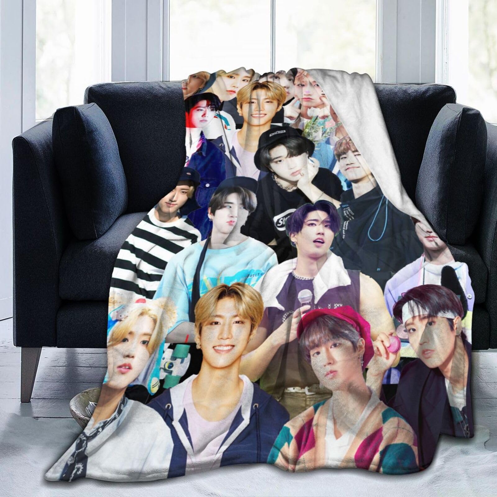 Blanket Stray Kids Han Ji Sung Soft and Comfortable Wool Fleece Throw Blankets for Sofa Office car Camping Yoga Travel Home Decoration Cozy Plush Beach Blanket Gift