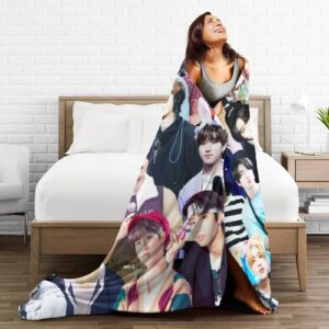 Blanket Stray Kids Han Ji Sung Soft and Comfortable Wool Fleece Throw Blankets for Sofa Office car Camping Yoga Travel Home Decoration Cozy Plush Beach Blanket Gift