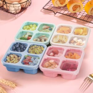 Cididu 8 Pack Snack Containers, Reusable Bento Lunch Boxes for Kids Adults, Meal Prep Lunch Containers 4 Compartment Small Portion, Wheat Straw Divided Food Storage Containers for School Work