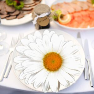 Kosiz 100 Pieces Daisy Floral Napkin Daisy Flower Shaped Luncheon Napkins Disposable daisy Napkins for Garden Bridal Shower Party Supplies Birthday Cocktail Dinner Wedding Decoration Tableware