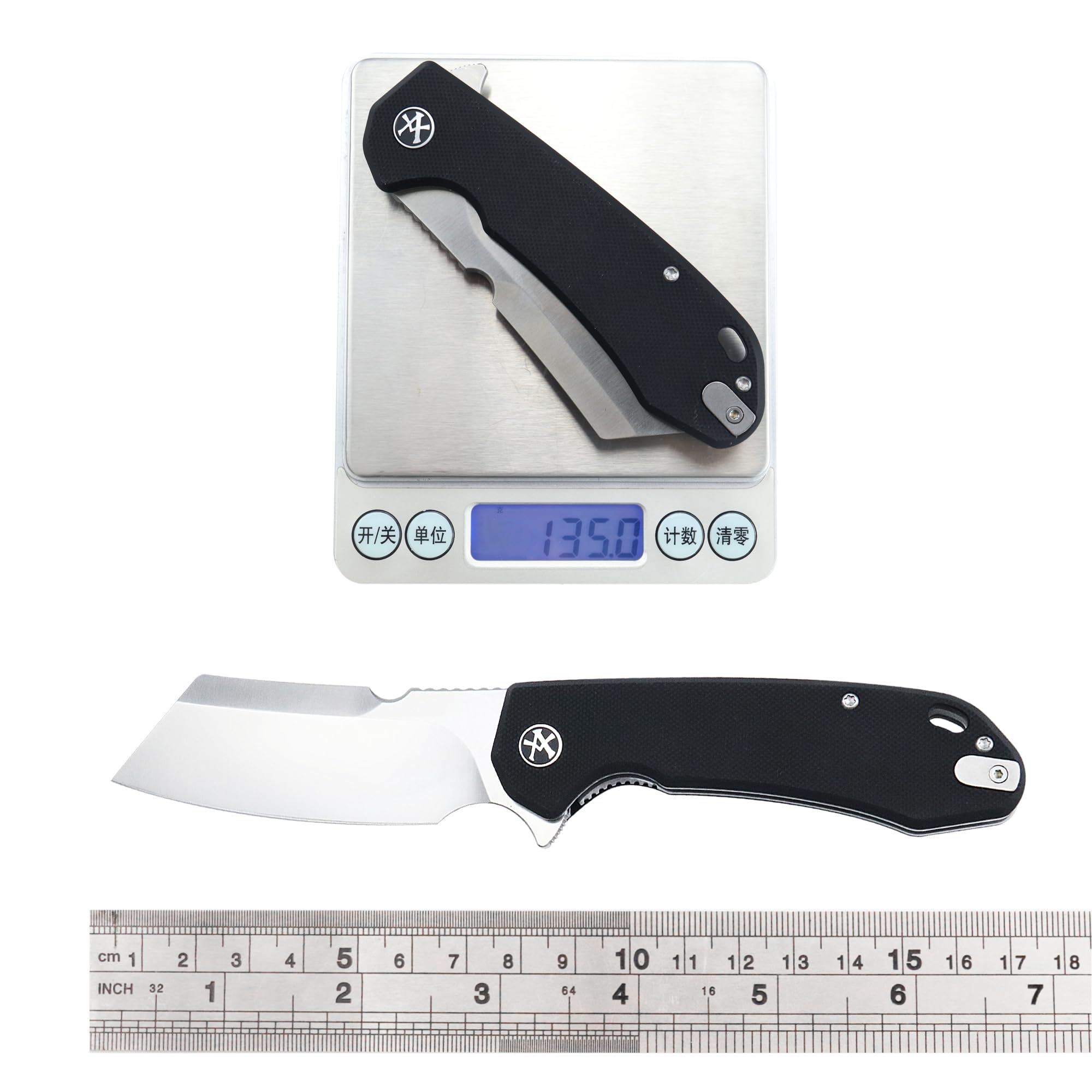 ALBATROSS Bigger Wider Flipper Pocket Folding Knife, 3.5" D2 Steel Satin Blade, 4.5" G10 Handle, Liner Lock, Nylon Bag，FK058 (Black)