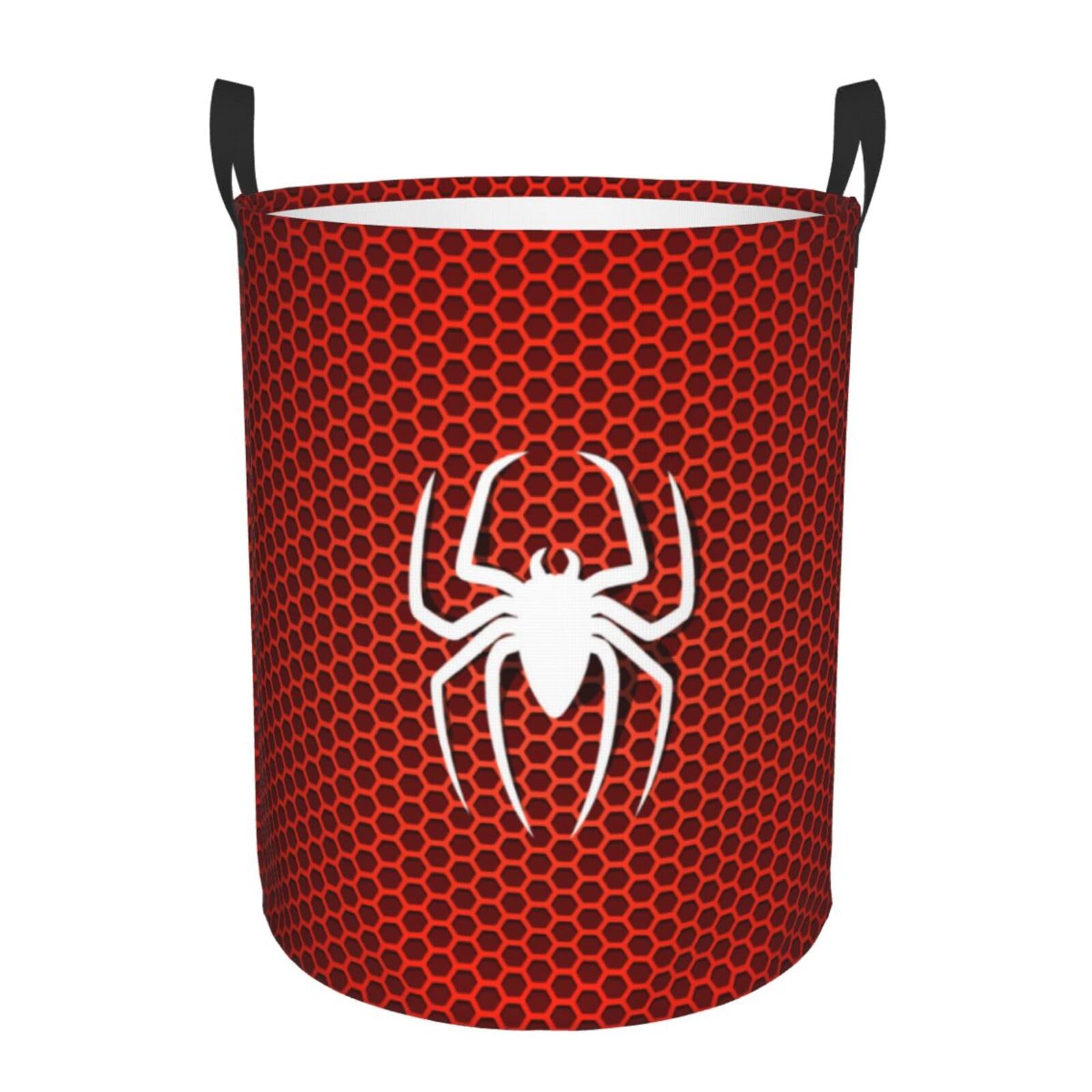 Red Spider Skin Pattern Superhero Waterproof Foldable Laundry Hamper Bucket Laundry Room Basket for College Student Storage Pillows Blankets Living Room Bathroom Home Decor