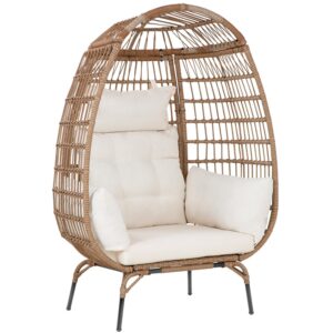 oversized egg chair with stand, room decor aesthetic reading chair, lounge chairs for outside wicker egg chair, outdoor chairs comfortable rattan chair, 352lb capacity patio chairs outdoor furniture