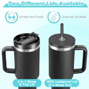 40 oz Tumbler with Handle and Straw, 2 Lids (2 in 1 & LeakProof Lid) - Vacuum Insulated Stainless Steel Double Wall Water Bottle Travel Coffee Mug - Holiday Gifts for Women Men - Dark green