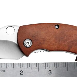 outROAR Gear Stubby Pocket Knife with Wood Handle, Heavy-Duty Alloy Steel, Sharp Folding Lock Blade for Camping, Utility, Hunting, and Fishing, Pocketknife for Men or Women