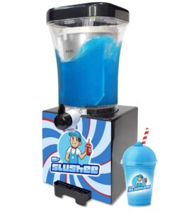 mr slushee home-use slushie machine, new and improved countertop slushy maker for kitchen, 34 fl oz, ice cold frozen slush drink, slushy cup, turns your favorite sodas into slushies.