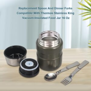 KLOWOAH Replacement Spoon and Dinner Forks Compatible with Thermos Food Jar 16 Oz (1 Spoon,1 Dinner Forks)