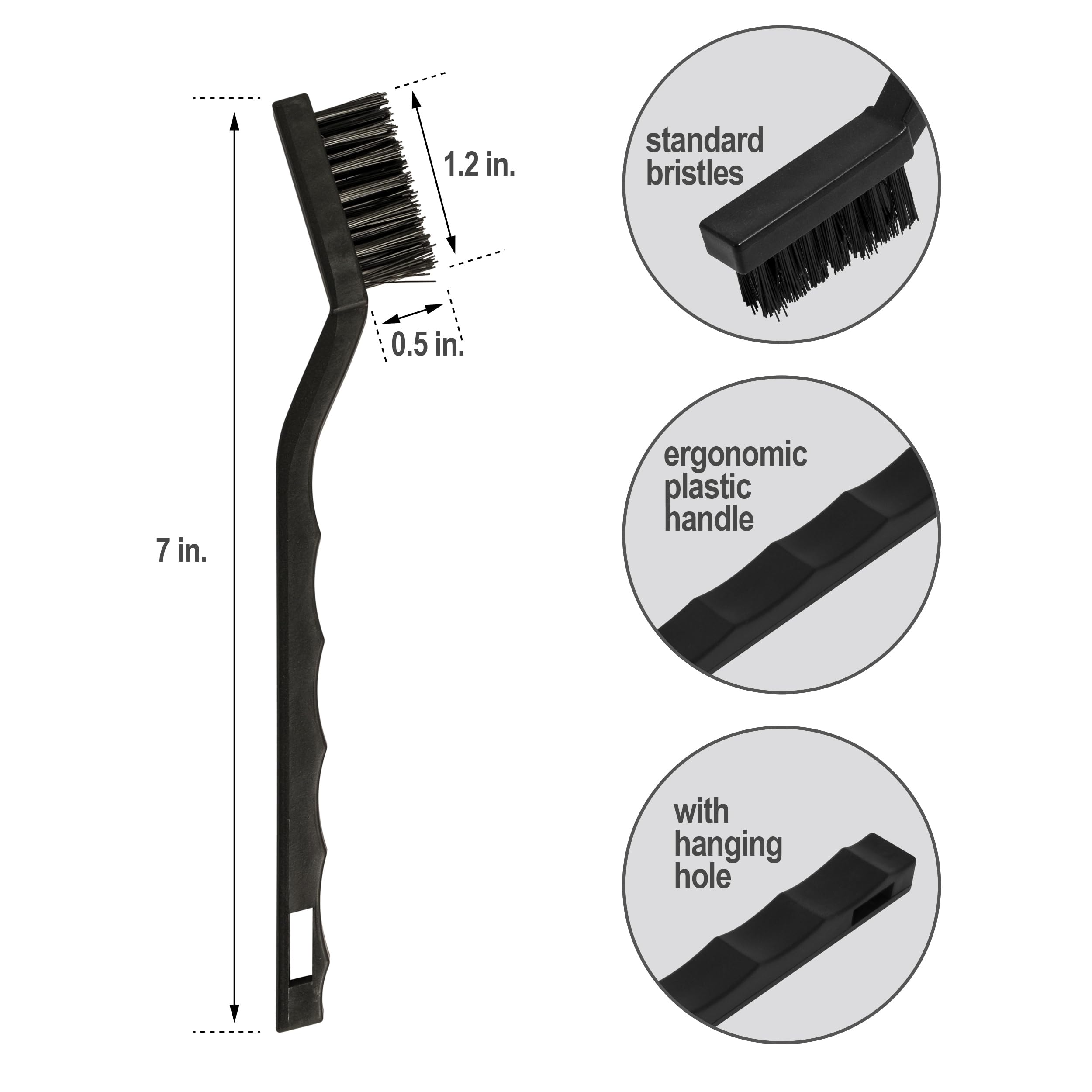 6Pcs Wire Brush Set, Stainless Steel/ Brass/ Nylon Bristle Brushes for Cleaning Rust, Scratch Wire Brushes for Cleaning Welding Slag, Paint and Dirt Removal