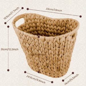 Micsci Wicker Waste Basket, Handwoven Water Hyacinth Trash Can, Wicker Trash Basket with Built-in Handles,Wicker Garbage Can for Bathroom,Bedroom, Kitchen (1 Pack)