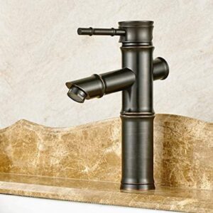 Kitchen & Bath Fixtures Taps Faucet,Black American Diagonal Bamboo Two-Section Single Hole Hot and Cold Water Faucet