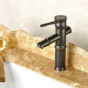 Kitchen & Bath Fixtures Taps Faucet,Black American Diagonal Bamboo Two-Section Single Hole Hot and Cold Water Faucet