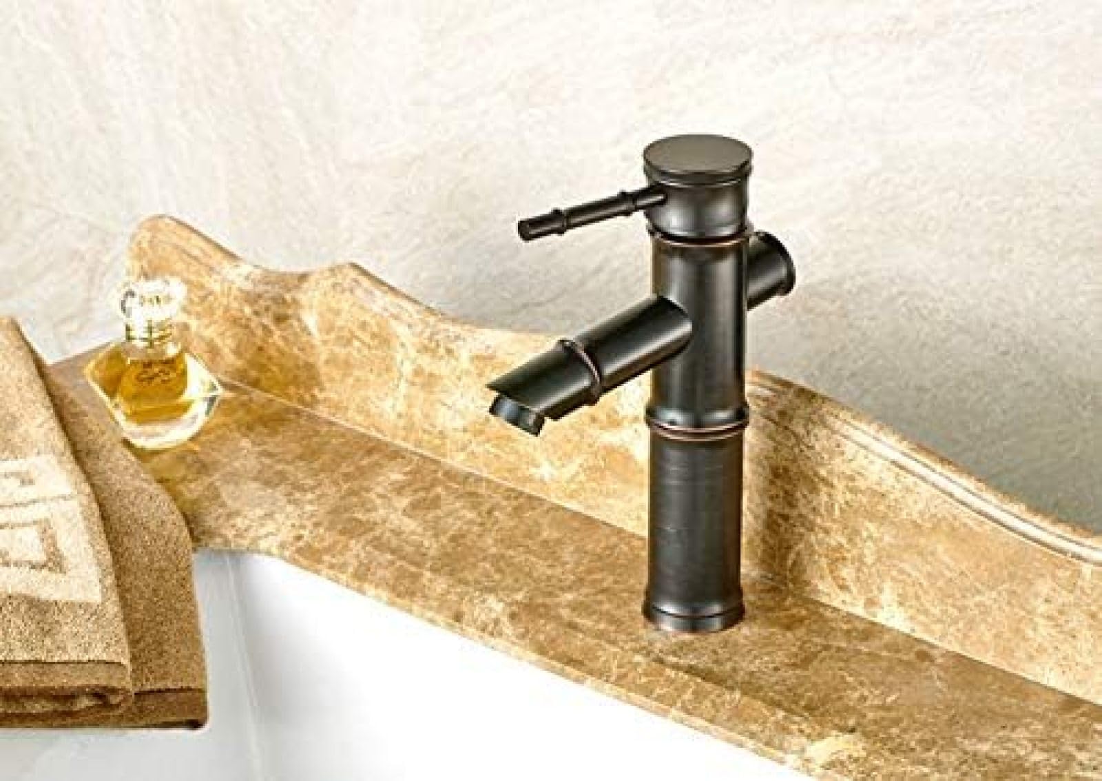 Kitchen & Bath Fixtures Taps Faucet,Black American Diagonal Bamboo Two-Section Single Hole Hot and Cold Water Faucet