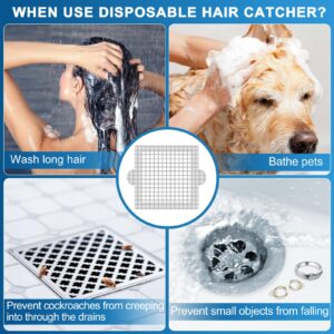 Disposable Shower Drain Hair Catcher, 4.1 Inch Shower Drain Cover Mesh Stickers, 25 Pack