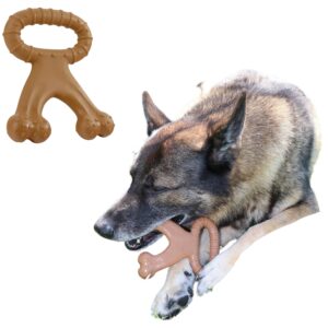 mias pawsome pets german shepherd tested wishbone: beef flavor indestructible dog chew toy for aggressive chewers, tough & durable interactive toy for all breeds and sizes, alleviates boredom