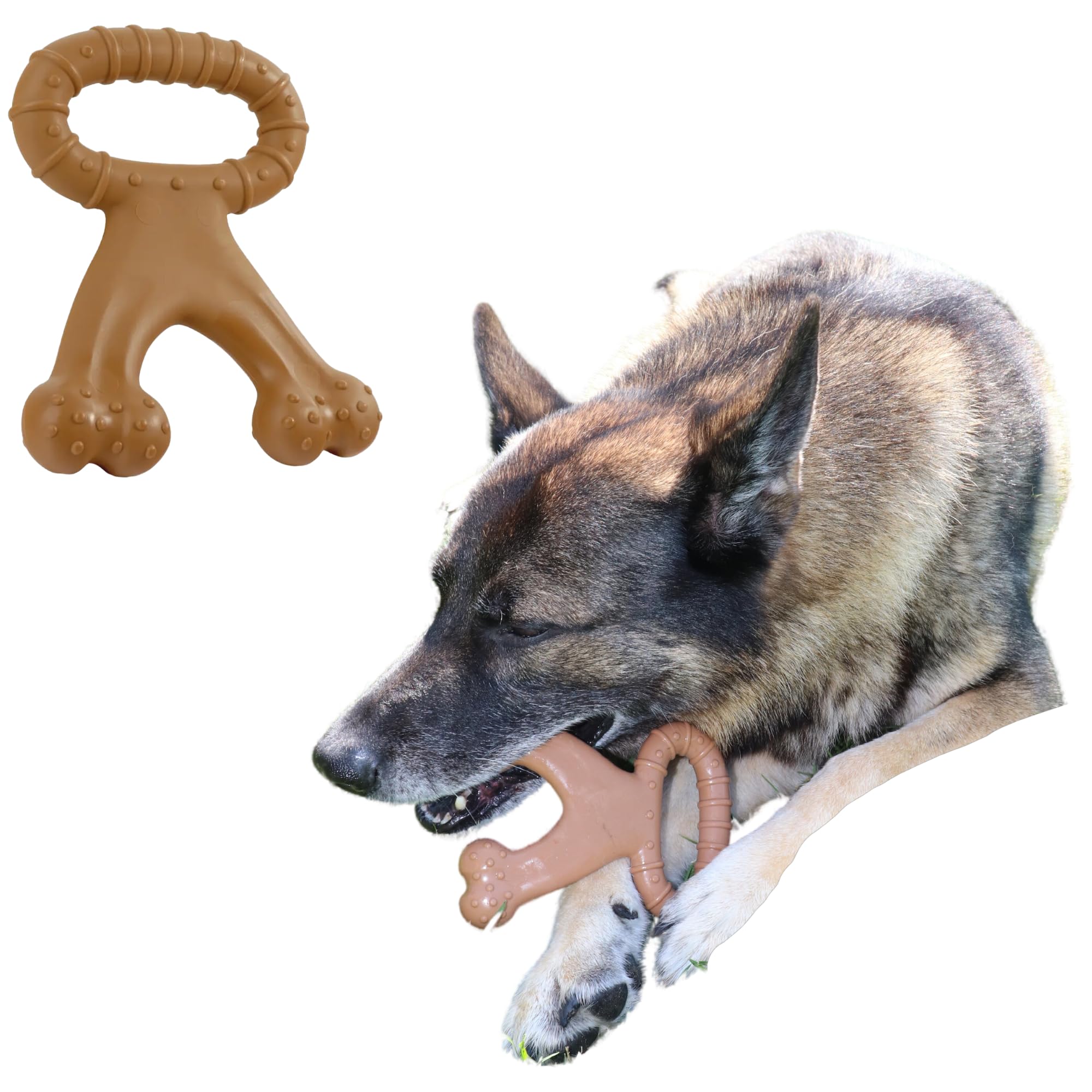 Mias Pawsome Pets German Shepherd Tested Wishbone: Beef Flavor Indestructible Dog Chew Toy for Aggressive Chewers, Tough & Durable Interactive Toy for All Breeds and Sizes, Alleviates Boredom