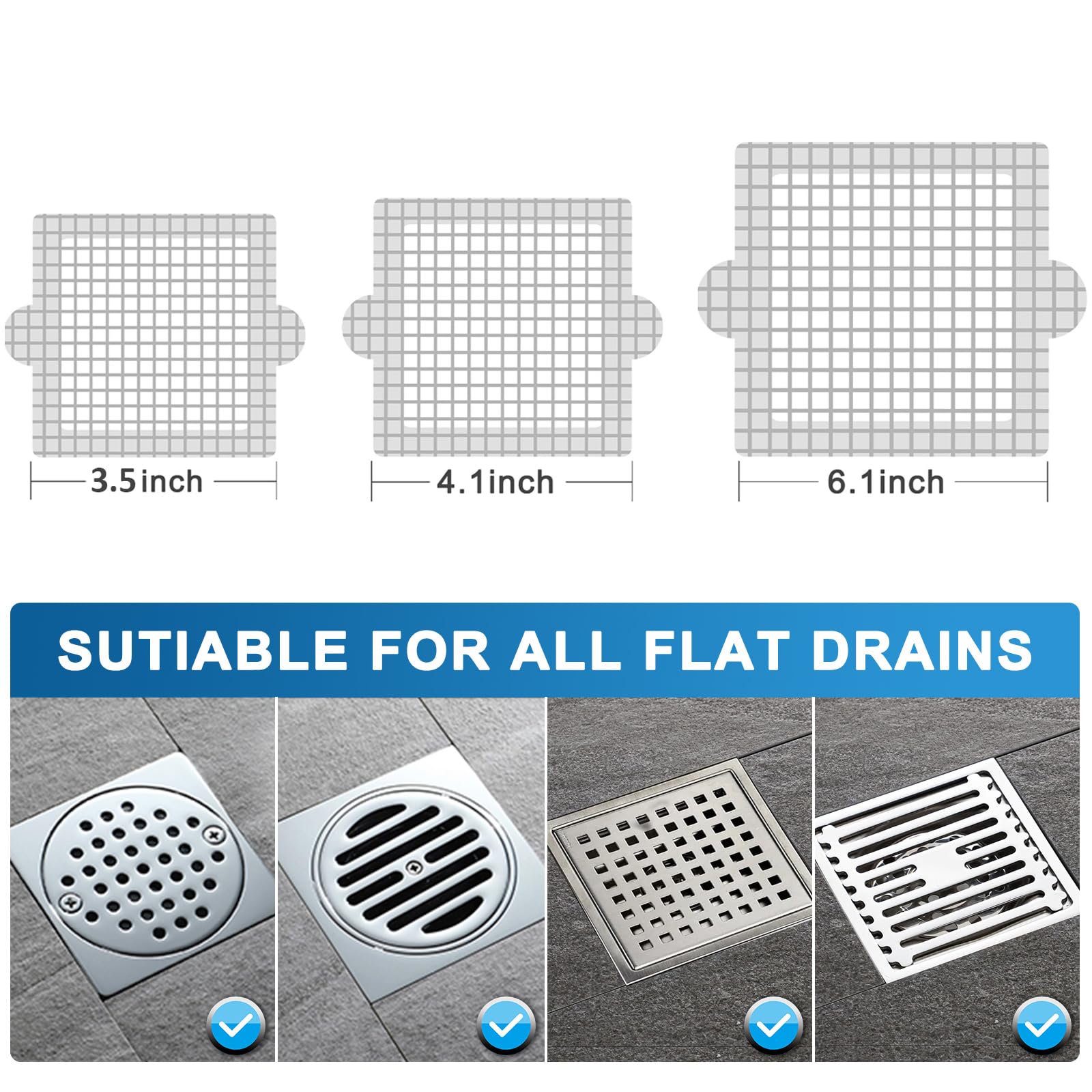 Disposable Shower Drain Hair Catcher, 4.1 Inch Shower Drain Cover Mesh Stickers, 25 Pack