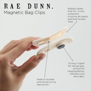 Rae Dunn Bag Clips with Magnet - Food Clips, Chip Clips, Bag Clips for Food Storage with Air Tight Seal Grip for Bread Bags, Snack Bags and Food Bags, Pack of 10, White