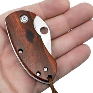 outROAR Gear Stubby Pocket Knife with Wood Handle, Heavy-Duty Alloy Steel, Sharp Folding Lock Blade for Camping, Utility, Hunting, and Fishing, Pocketknife for Men or Women