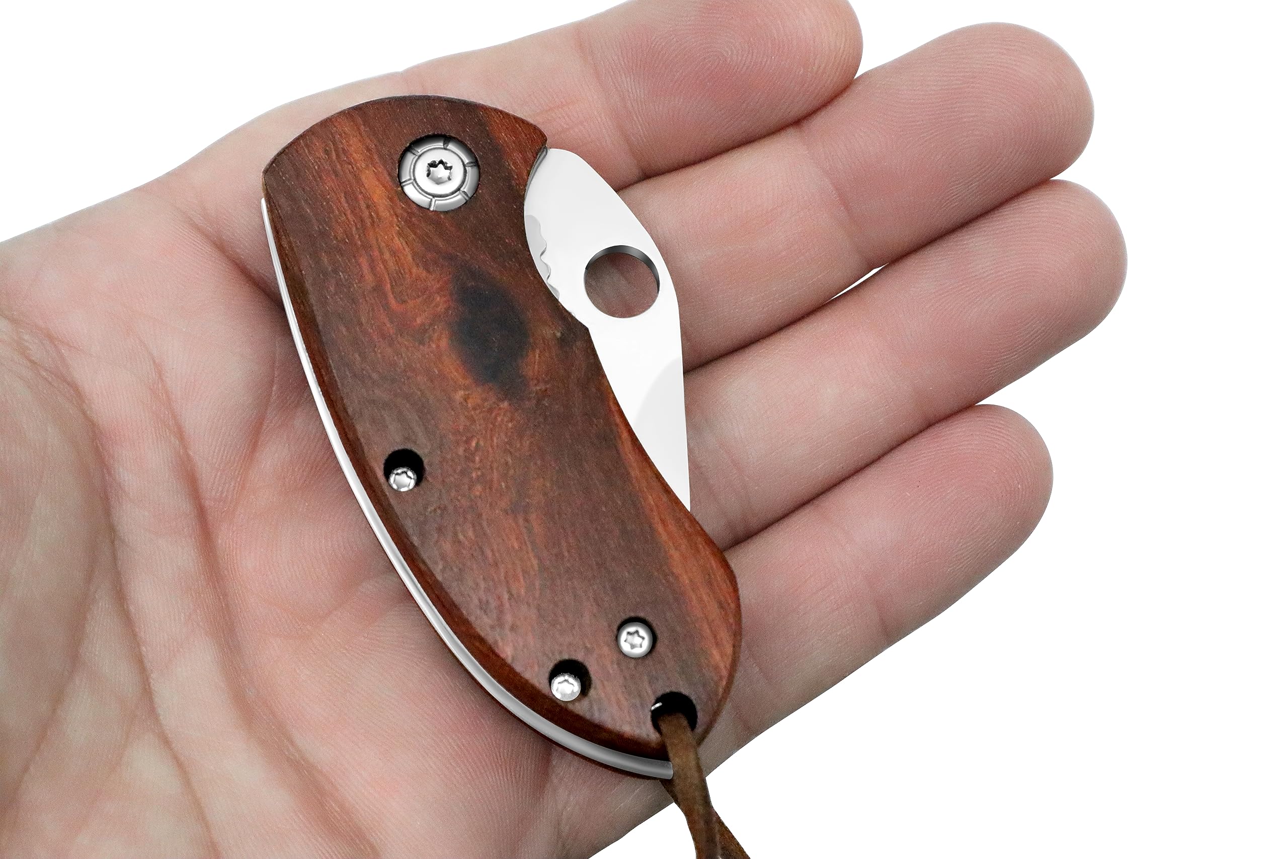 outROAR Gear Stubby Pocket Knife with Wood Handle, Heavy-Duty Alloy Steel, Sharp Folding Lock Blade for Camping, Utility, Hunting, and Fishing, Pocketknife for Men or Women