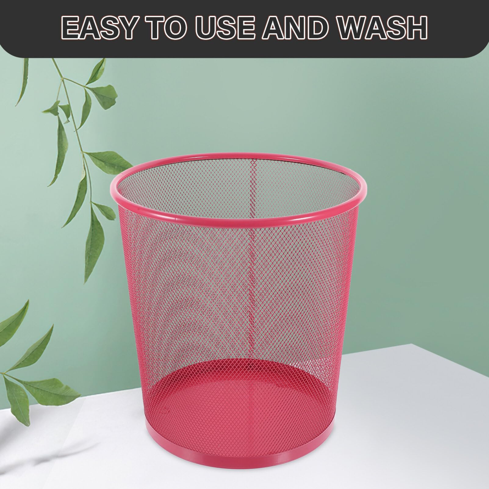 MAGICLULU Mesh Waste Basket Round Trash Can Open Top Wastebasket Recycling Bins Garbage Waste Basket for Home Office Workspace Red