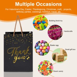 PAICUIKE 20 Pcs Black Paper Bags Thank You Gift Bags Black and Gold with Handles, Medium Sizes Gift Bags Bulk, Paper Bags for Small Business, Shopping Bags, Wedding Bags, Party Bags, Favor Bags