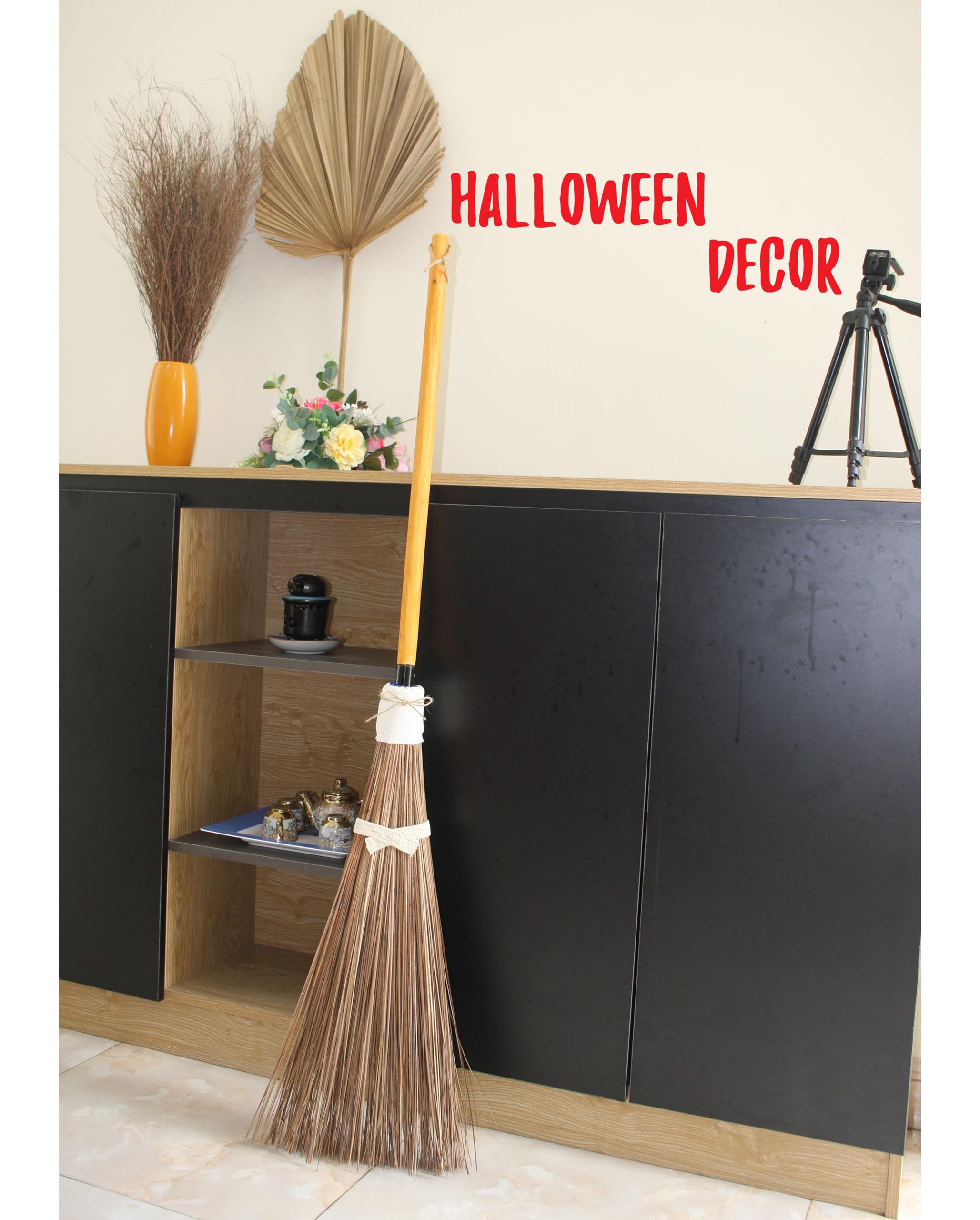 Nekenky Coconut Broom - 55 Inches Length, Heavy Duty Broom, Garden Broom, Natural Broom, Outdoor Broom, Garage Broom, Hard Floor Broom, Outdoor Brooms for Sweeping Patio