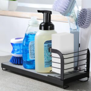 aidili sink caddy organizer with fast-drying diatomite board, rustproof non-slip sponge&brush holder for kitchen sink, essential for kitchen organization, home sink accessories