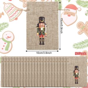 24 Pcs Christmas Burlap Gift Bags Christmas Treat Bags with Drawstrings Reusable Small Holiday Gift Bags Xmas Bags Holiday Gift Sacks Candy Bag Jewelry Pouches for Xmas Wedding Party (Nutcracker)