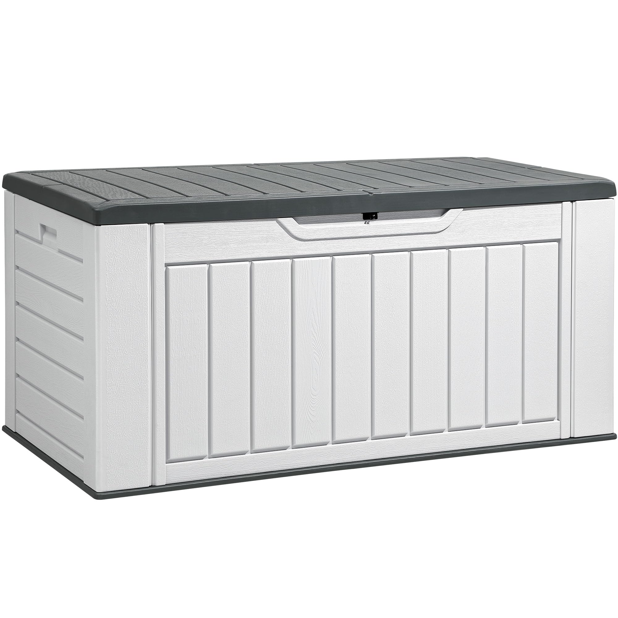 DWVO XL 160 Gallon Large Deck Box, Waterproof Outdoor Storage Box for Patio Furniture Cushions, Garden Tools and Pool Supplies,Weather Resistant Resin, Lockable, Light Grey