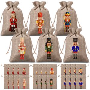 24 pcs christmas burlap gift bags christmas treat bags with drawstrings reusable small holiday gift bags xmas bags holiday gift sacks candy bag jewelry pouches for xmas wedding party (nutcracker)