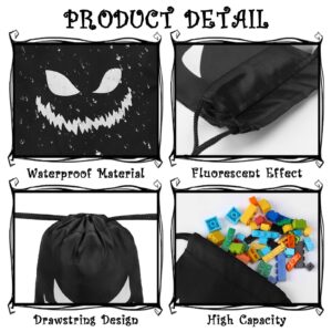 Paterr 16 Pcs Halloween Favor Bags Spooky Face Small Drawstring Bag Bat Carnival Candy Goodie Treat Gift Bag for Classroom Halloween Birthday Party Decor (10'' x 12")