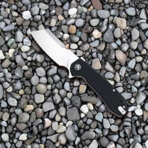 ALBATROSS Bigger Wider Flipper Pocket Folding Knife, 3.5" D2 Steel Satin Blade, 4.5" G10 Handle, Liner Lock, Nylon Bag，FK058 (Black)