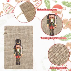 24 Pcs Christmas Burlap Gift Bags Christmas Treat Bags with Drawstrings Reusable Small Holiday Gift Bags Xmas Bags Holiday Gift Sacks Candy Bag Jewelry Pouches for Xmas Wedding Party (Nutcracker)