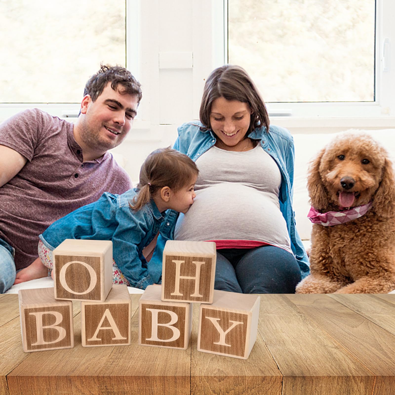 OH BABY Sign Little Blocks (Wooden/Small2.0") for Baby Shower Party Table Centerpiece Decoration, Gender Reveal Letters Guestbook Keepsake