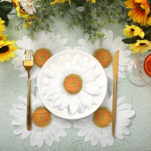 Kosiz 100 Pieces Daisy Floral Napkin Daisy Flower Shaped Luncheon Napkins Disposable daisy Napkins for Garden Bridal Shower Party Supplies Birthday Cocktail Dinner Wedding Decoration Tableware