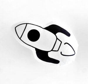 casa ollie velvet rocket shaped pillow - space decor for boys room - spaceship - rocket ship nursery decor - cute pillows - fun throw pillows - fun pillows - space ship - space pillow