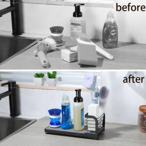 AIDILI Sink Caddy Organizer with Fast-Drying Diatomite Board, Rustproof Non-Slip Sponge&Brush Holder for Kitchen Sink, Essential for Kitchen Organization, Home Sink Accessories