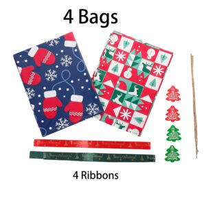 jabberwpacking 4 Pack Extra Large Christmas Gift Bag with Ribbon and Gift Tag 36"x48" Jumbo Large Gift Bags Christmas Wrapping for Xmas Present - Giant Gift Bags for Huge Gifts