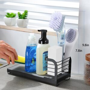 AIDILI Sink Caddy Organizer with Fast-Drying Diatomite Board, Rustproof Non-Slip Sponge&Brush Holder for Kitchen Sink, Essential for Kitchen Organization, Home Sink Accessories