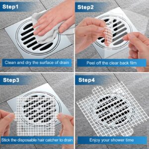 Disposable Shower Drain Hair Catcher, 4.1 Inch Shower Drain Cover Mesh Stickers, 25 Pack