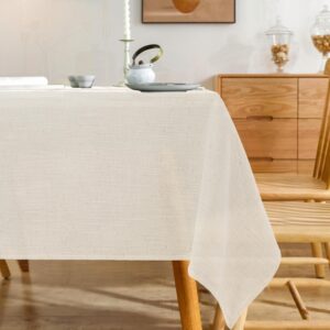 karseteli natural linen rectangle tablecloth, slubby textured fall lightweight table cloth 60 x 84 inch, water resistant stain resistant farmhouse burlap table cover for kitchen dining room