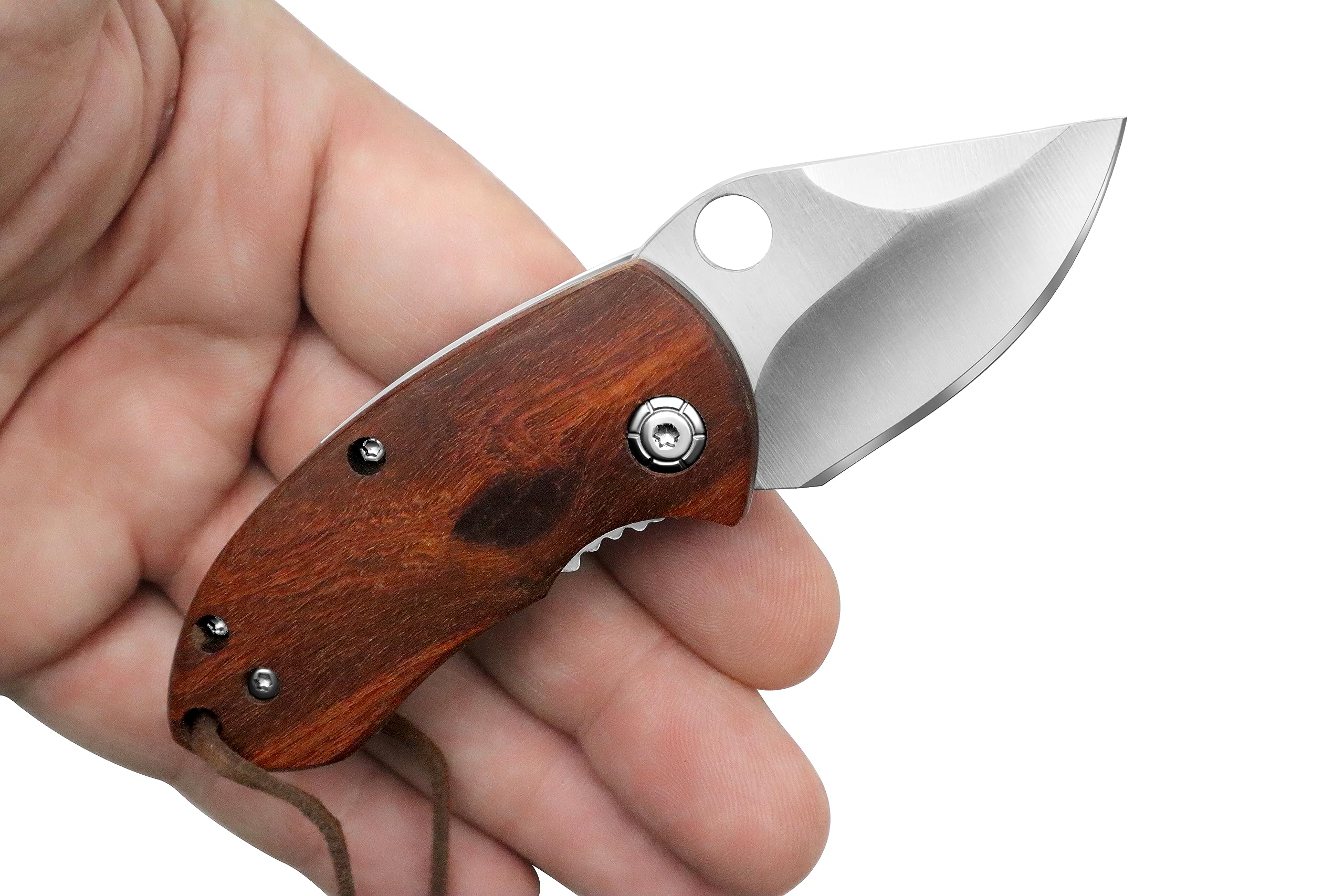 outROAR Gear Stubby Pocket Knife with Wood Handle, Heavy-Duty Alloy Steel, Sharp Folding Lock Blade for Camping, Utility, Hunting, and Fishing, Pocketknife for Men or Women